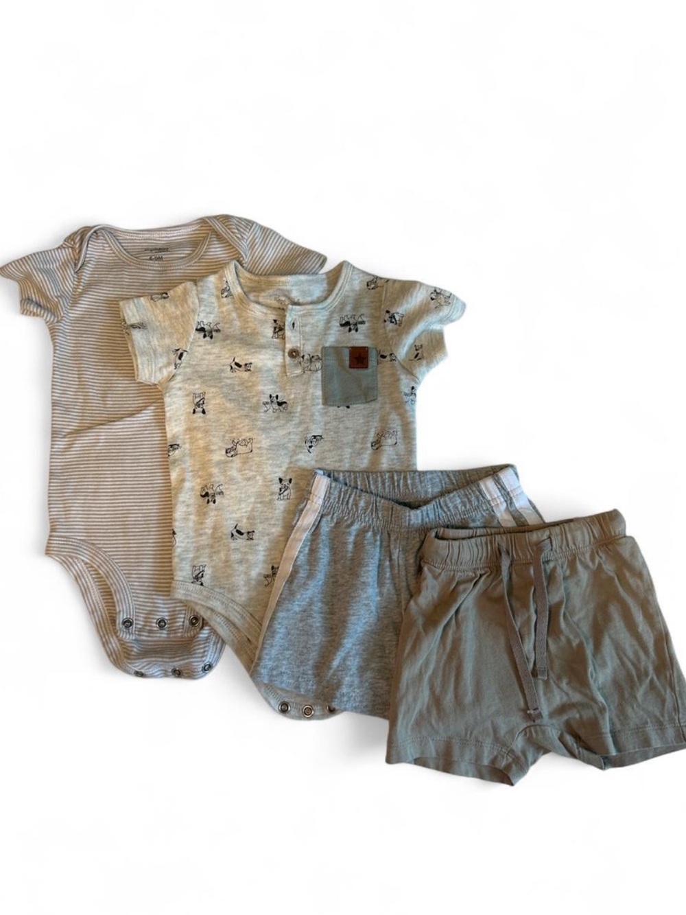 H&M Gray & Taupe Baby Bundle 6-9 Mos 4 Pcs